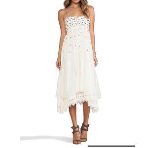 FREE PEOPLE Studded Lace Party Dress Size 0 Ivory White